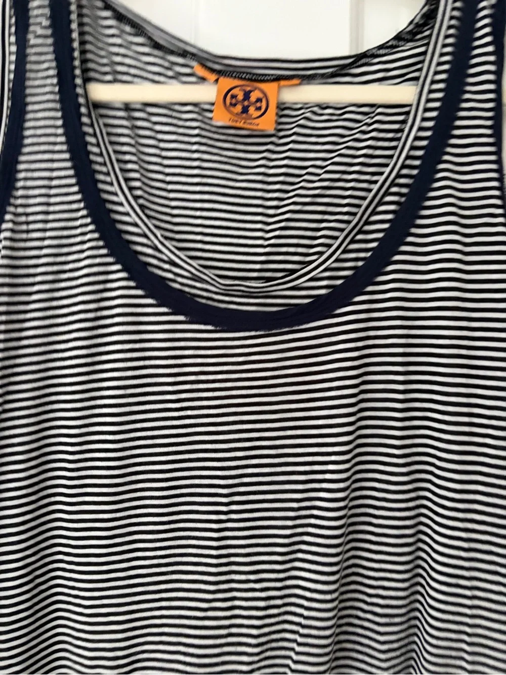 Striped Navy and White Tank Top tory burch xl